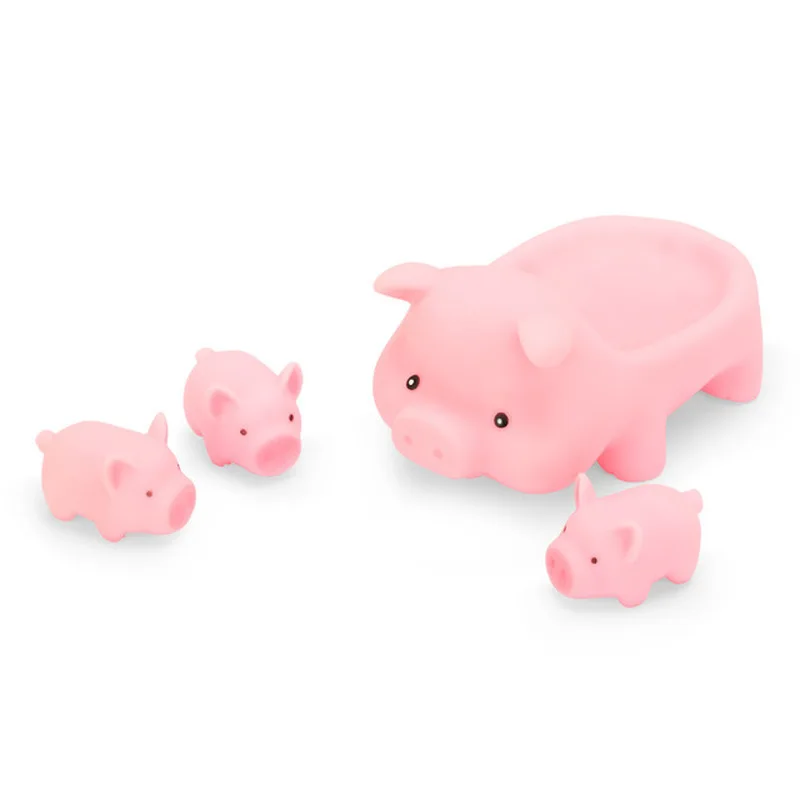 4 In 1 Soft Cute Pink Pig Toy Family Bath Toys Mummy & Baby Rubber Race Squeaky Pig Kid Game Toys Squeezing Call Rubber for Kids 4 In 1 Soft Cute Pink Pig Toy Family Bath Toys Mummy & Baby Rubber Race Squeaky Pig Kid Game Toys Squeezing Call Rubber for Kids