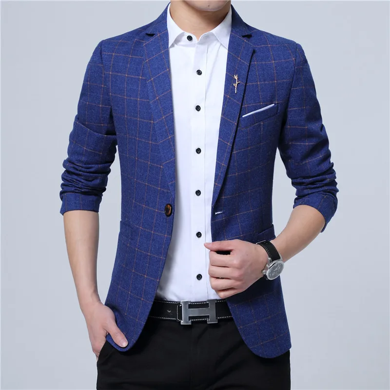 

Spring and Summer Korean version of the Plaid suit Men's Thin Dress Men's youth Casual Small Suit Slim Single large size coat