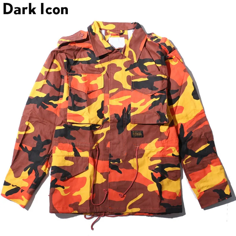 Мужская камуфляжная куртка DARK ICON с отложным воротником и кулиской на талии осень