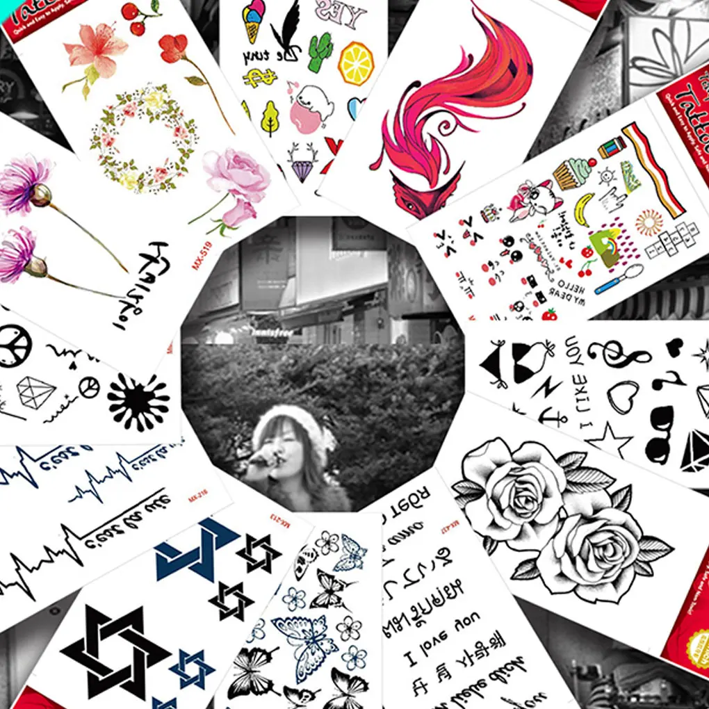 

Fake tattoo waterproof permanent tattoos body sticker paper flowers plant