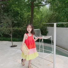 Платья На Бретельках для девочек; коллекция года; новое летнее детское хлопковое платье принцессы без рукавов; жилет для малышей; Повседневная модная одежда