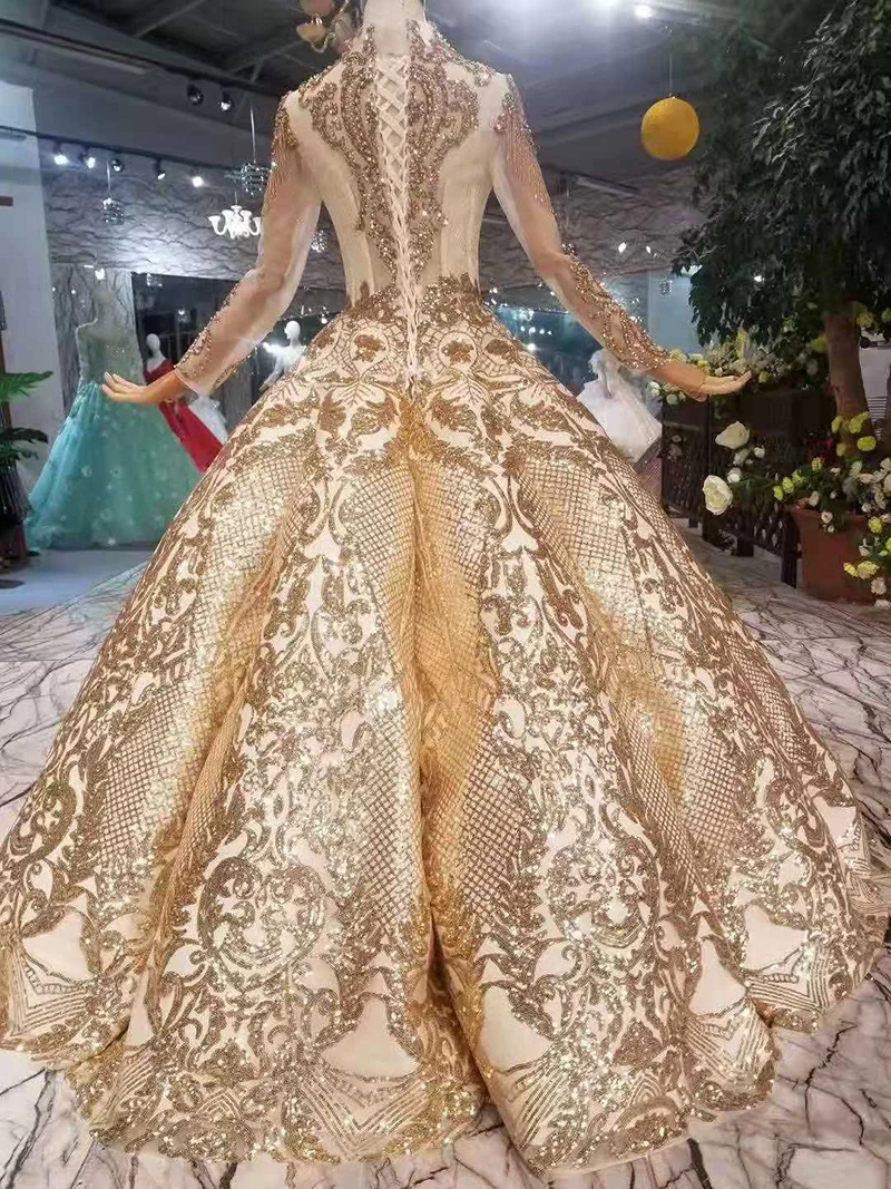 Modabelle арабские золотые вечерние платья с блестками Vestido De Gala роскошное мусульманское вечернее платье с v-образным вырезом и длинным рукавом Vestidos Festa