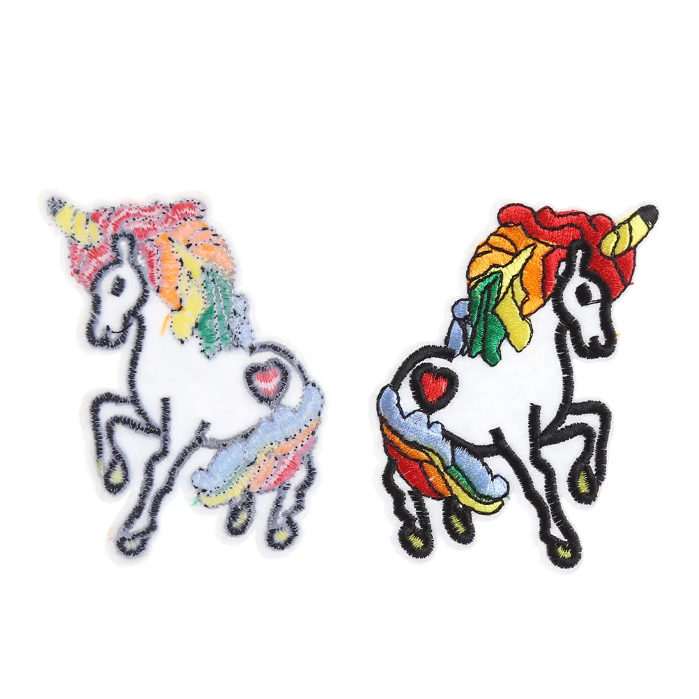 2pcs/lot Unicorn Patches Iron On Sewing Embroidered Animal Applique for Jacket Clothes Stickers Badge DIY Apparel Accessories