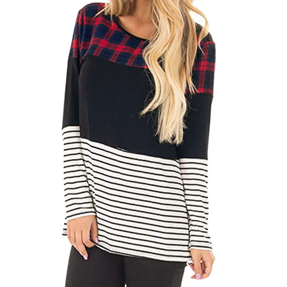 

Blouse Women Autumn New Women Tops And Blouses Casual Stripe Lace Patchwork Shirt Women Long Sleeve Tunic Tops Blouse
