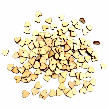

300pcs 10mm Unfinished Heart Wood Slices Embellishments MDF Wooden Cutout Flatback Scrapbooking For Cardmaking Art Wedding Decor