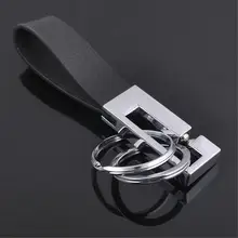 Кожаный брелок для автомобиля кожаный ремешок брелок с 2 петлями для BMW VW брелок подарок черный Прямая