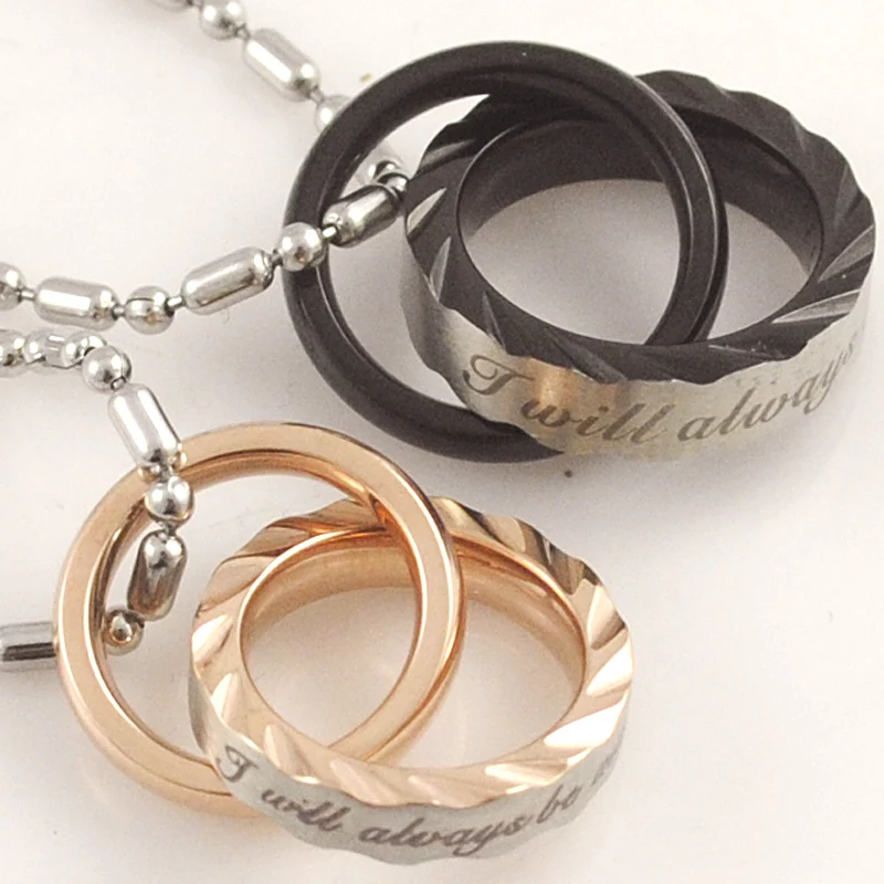 

Classical Round Pendant For Couple Necklace Romantic Style Stainless Steel Jewelry Men Women