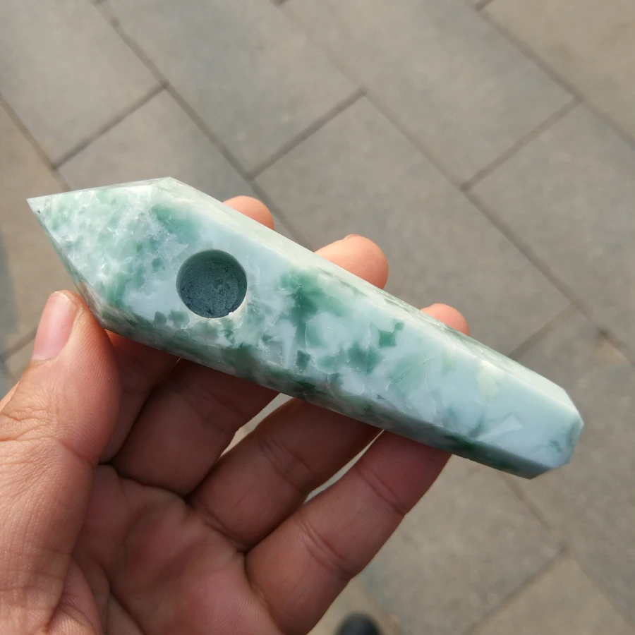 Goedkoop 110mm Drop verzending groothandel Natuurlijke Quartz jade quartz crystal pijp roken pijp point wand sigarettenhouder X38