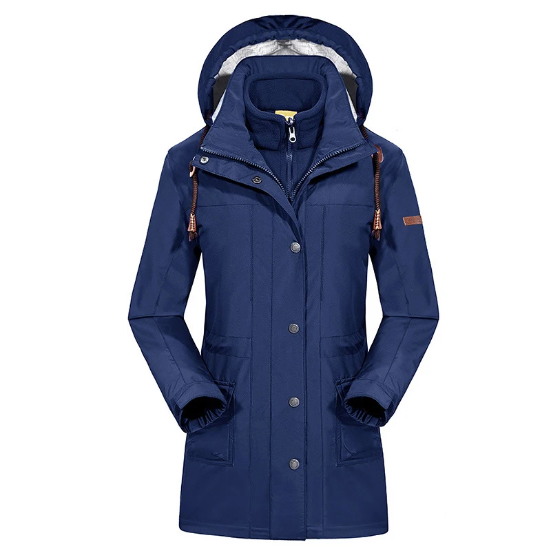 

New 3in1 Winter Warm Camping Long Coat Waterproof Ski Snowboard Fishing Hiking Outdoor Jacket Women Windproof Jaqueta Feminina