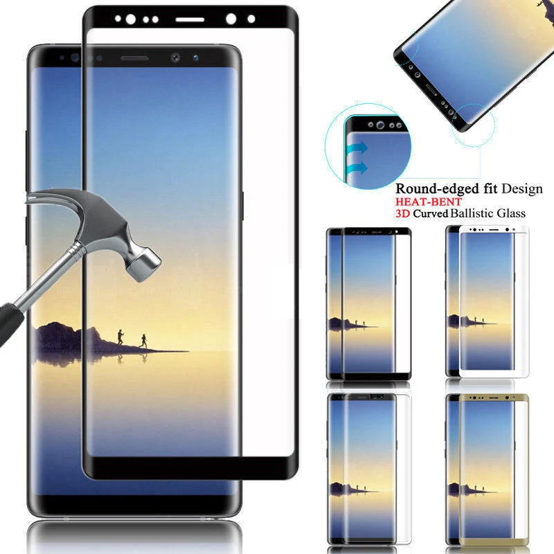 

100% Genuine 3D Curved Full Tempered Glass LCD Screen Protector Film For Samsung Galaxy Note 8
