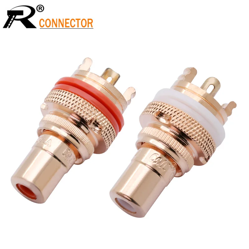 50Pcs/25Pairs Copper CMC RCA Female Terminal Jack Socket AV Audio Video Connector High Quality