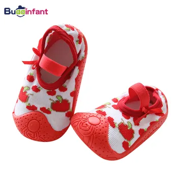 

Sweet Cherry Fruit Dress Shoes with rubber soles Baby Girl Floor Sock Shoe Anti-slip Soft Breathable Socks for Toddler Newborns