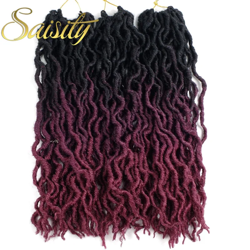 Saisity 18inch 24Strands Synthetic Ombre Faux Locs Curly Crochet Hair Extensions Soft Braids Dread hair |