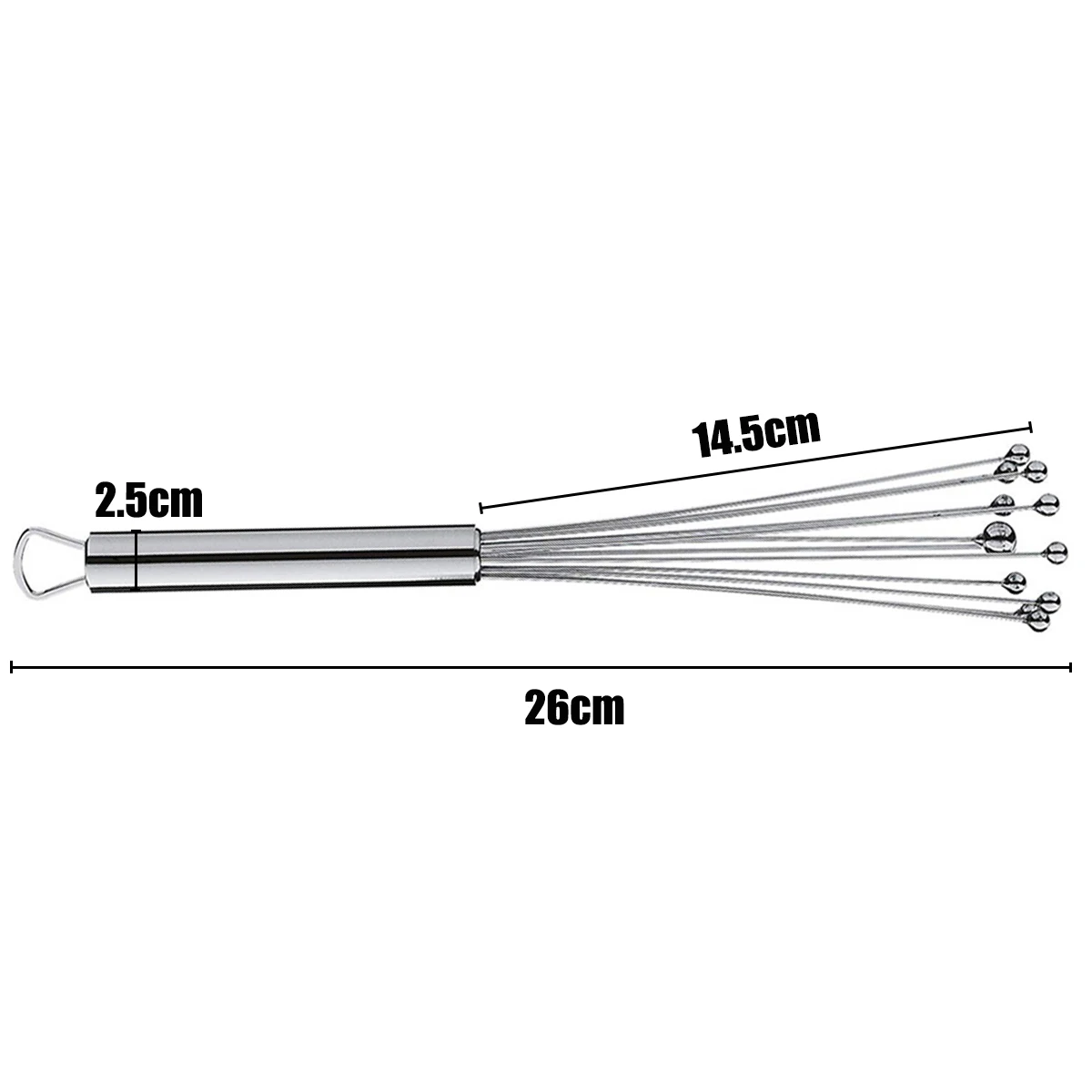 Шаровой венчик для яиц из нержавеющей стали, смеситель для перемешивания рук, крема, соуса, взбивания, прочный кухонный инструмент 26 см, длина 10 шариков и стержней