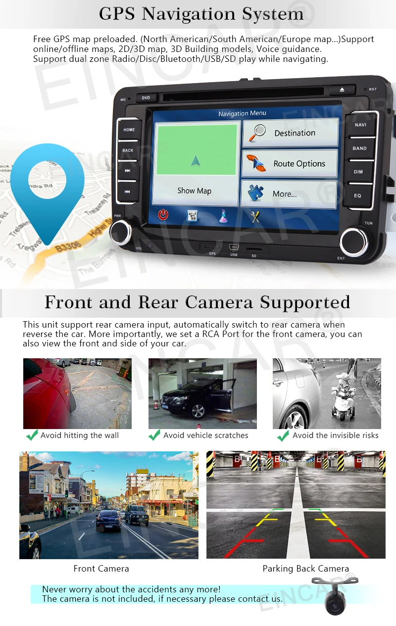 Perfect GPS Navigation 7" Android 6.0 Car Stereo CD DVD Player Radio WiFi 3G USB for VW 6