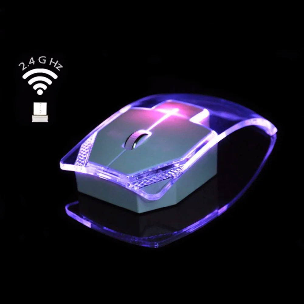 V6 Беспроводной Мышь креативные ультра-тонкие прозрачные красочный свет оптическая Беспроводной мышей для подарка для Тетрадь Mac Air - Цвет: White