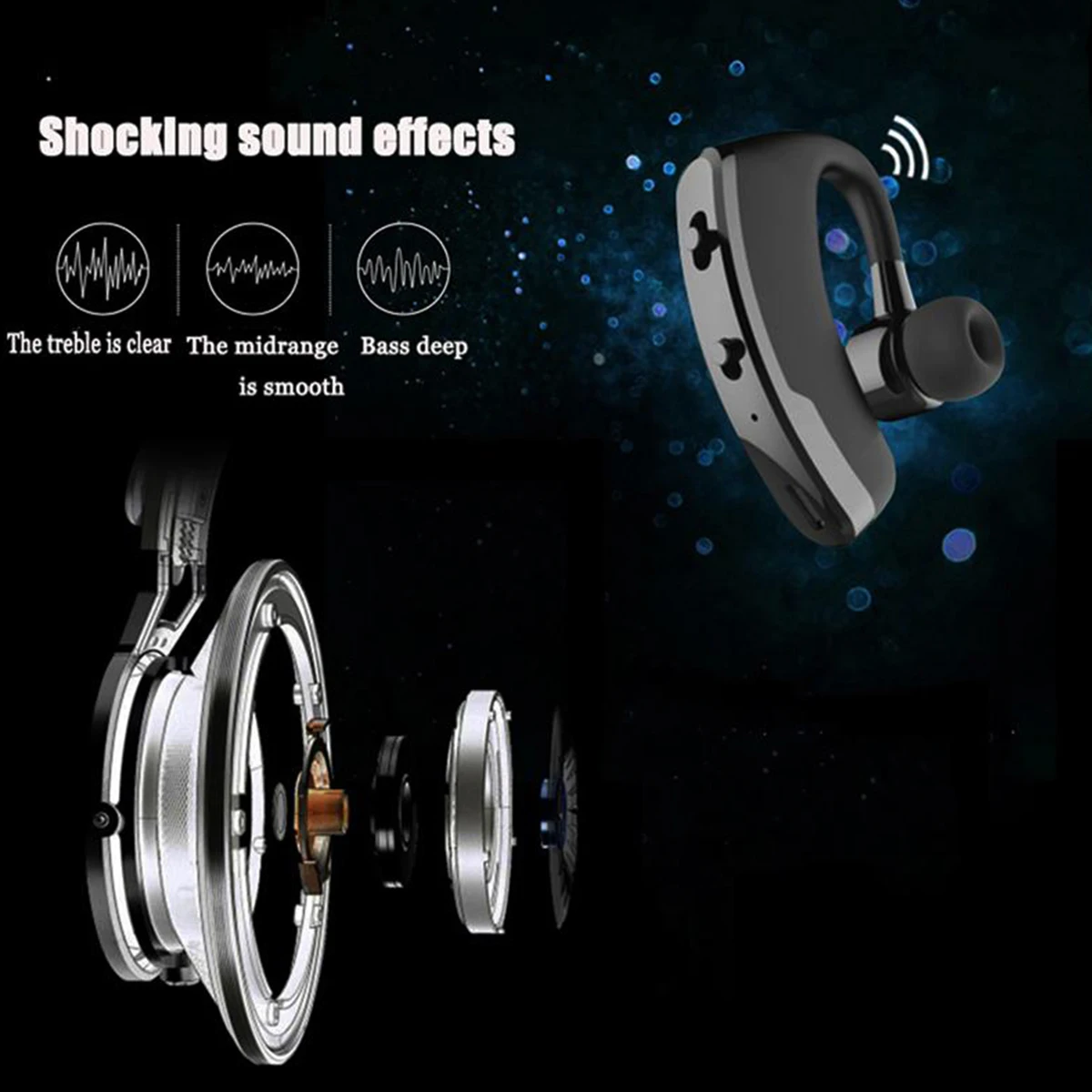 V9 Handsfree Wireless Bluetooth Earphones Noise Control Business Wireless Bluetooth Headset with Mic for Driver Sport