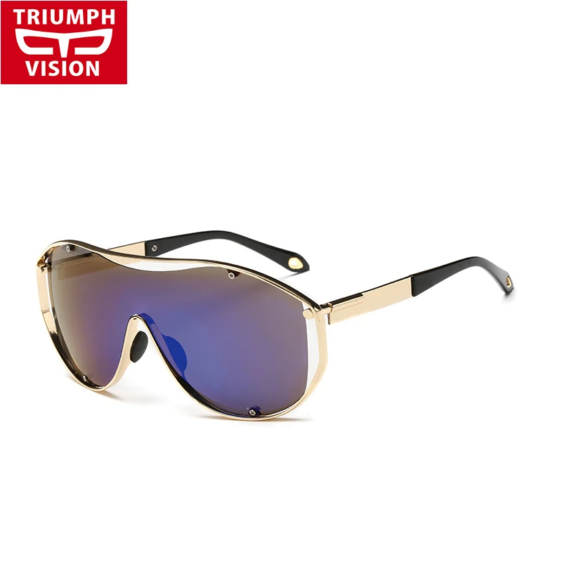 Триумф видения UV400 щит солнцезащитные очки Для мужчин модные оттенки негабаритных мужской серебряное зеркало Óculos lentes-де-сол masculino - Цвет линз: 003