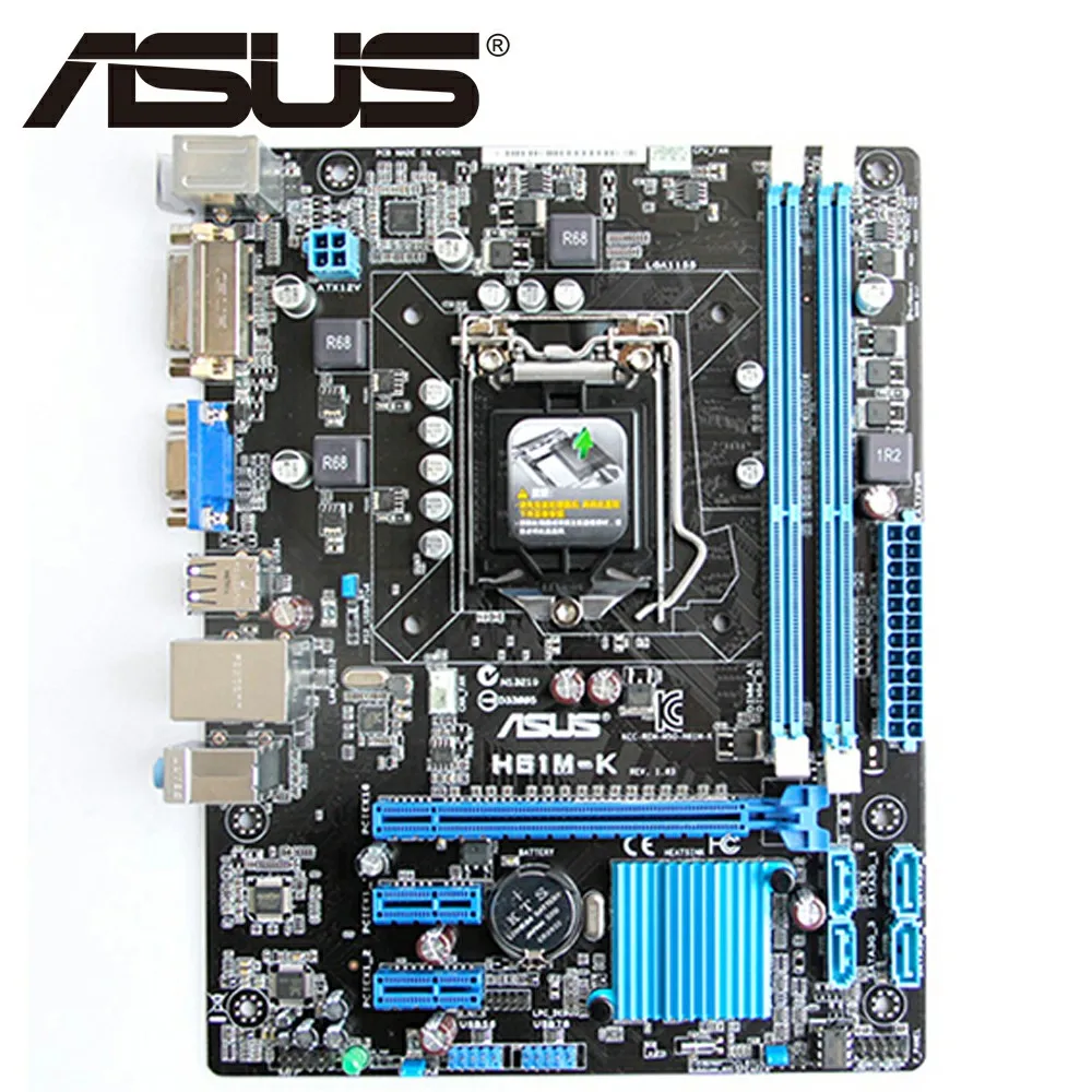 Asus H61M-K рабочего Материнская плата H61 разъем LGA 1155 i3 i5 i7 DDR3 16 ГБ Микро-ATX UEFI BIOS используется платы на продажу