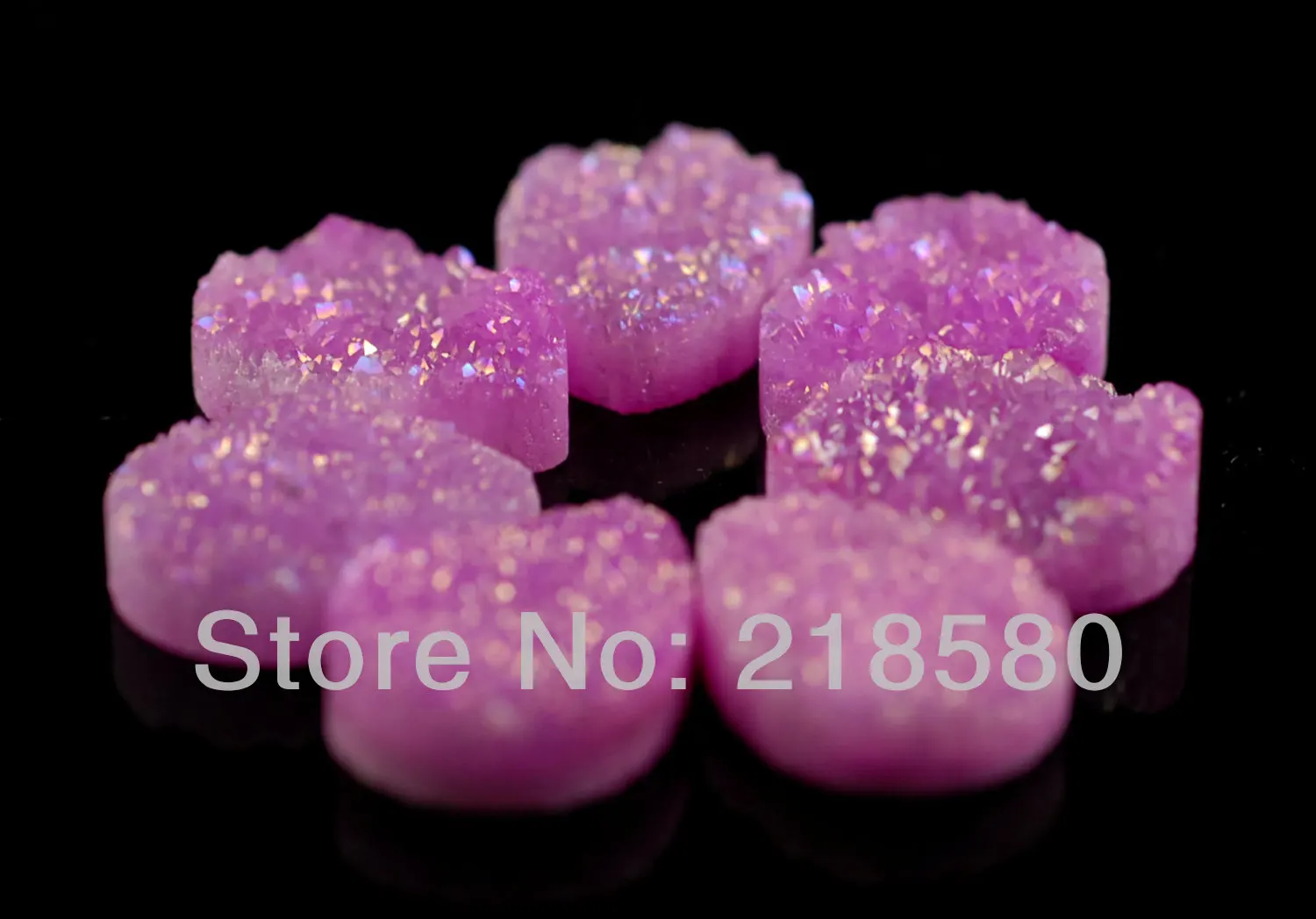 H DCB29 25pcs Hot Pink Quartz Teardrop Drusy Druzy Cabochon Beads