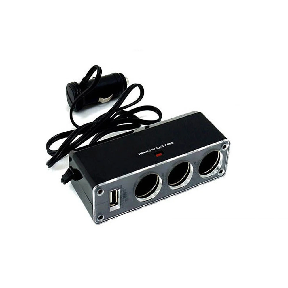 EE support DC 12V Car Cigarette Lighter Socket Splitter USB Charger Power Adapter 3Way Car-styling XY01 |