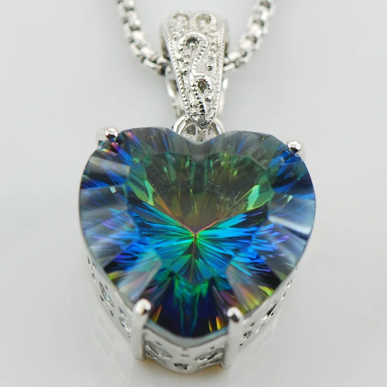 Huge Concave Cut Rainbow Crystal Zircon 925 Sterling Silver Pendant TE567 | Украшения и аксессуары
