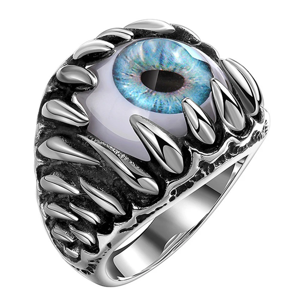 

Men's Gothic Evil Eye Ball Design Charm Ring Punk Finger Jewelry Gift Stainless Steel Rings Men Fashion Jewelry New Arrival