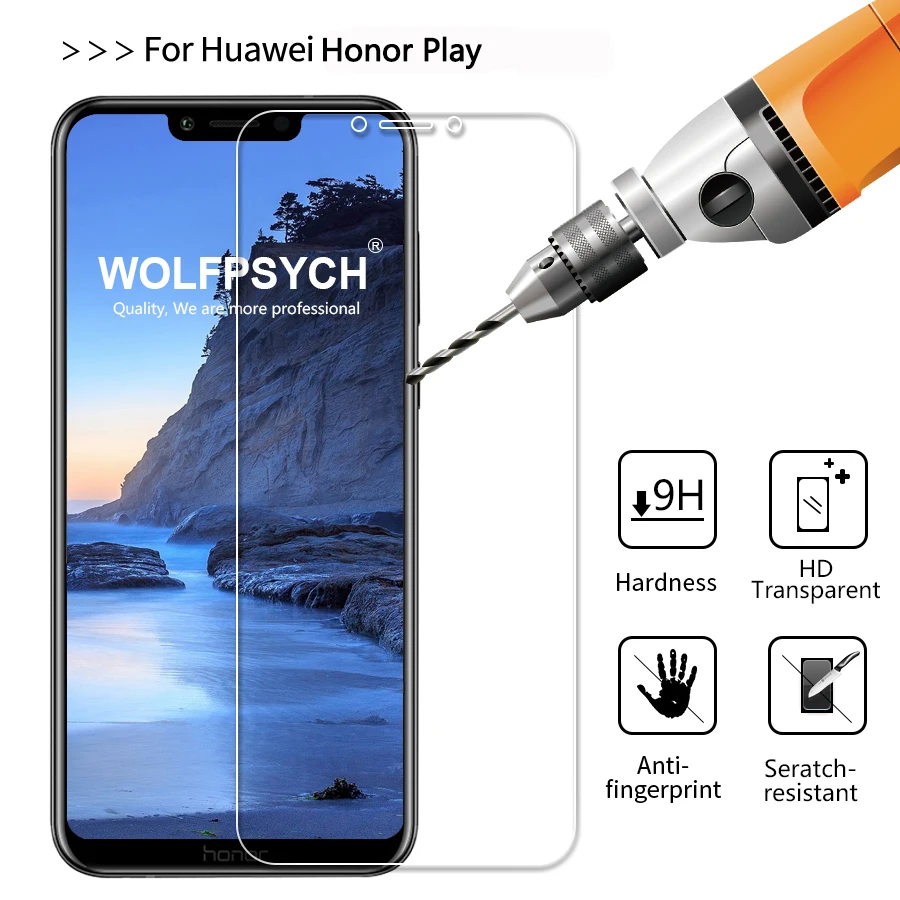 WOLFPSYCH 2.5D Закаленное стекло для huawei Honor Play 9 H прозрачная защитная пленка против
