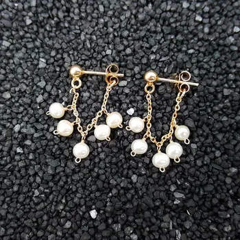 

LiiJi Unique AAA Freshwater Pearl Beads 925 sterling silver Gold Color Handwork Stud Fashion Earring