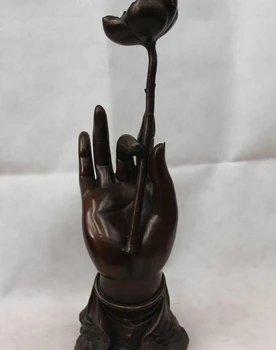 

18"China Chinese Fengshui beautiful Bronze lotus flower Buddha Hands Statue