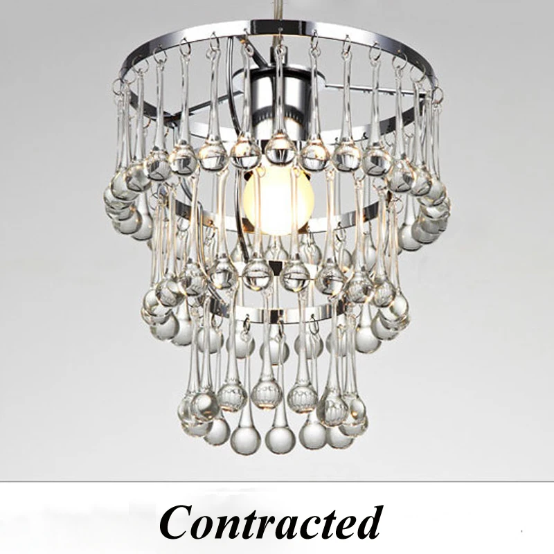 

Z Modern Clear Crystal Chandelier Water Rain Drop Design E27 LED Lighting Fixtures Restaurant Living Room Bedroom Indoor Lamp
