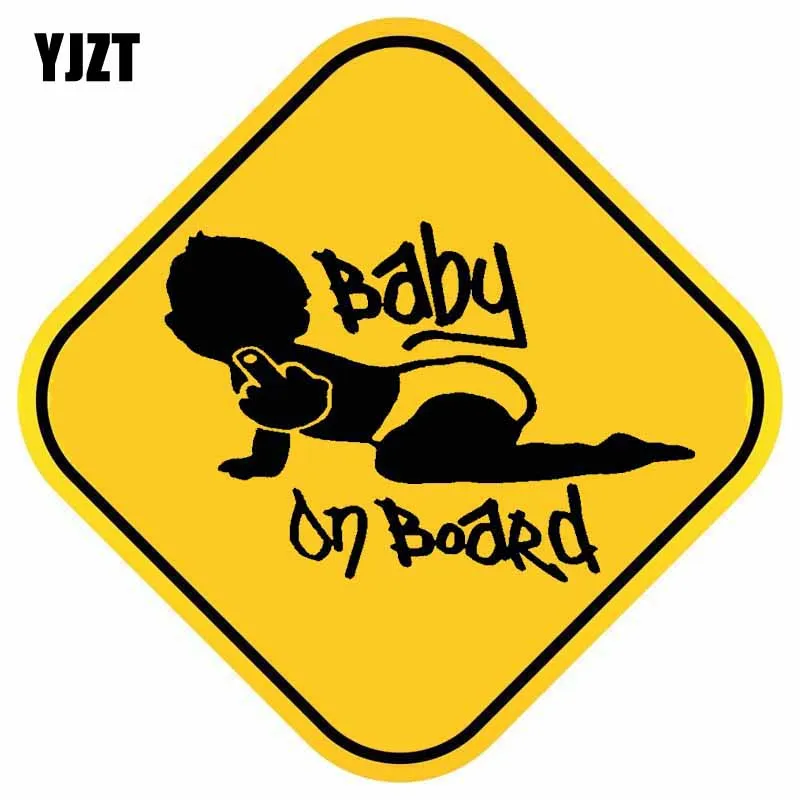 

YJZT 13.5CM*13.5CM BABY ON BOARD Car Sticker A Boy With A Middle Finger PVC Decal Warning 12-40421