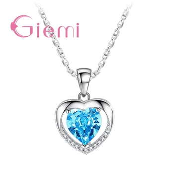 

Hot Selling 925 Sterling Silver Heart Cubic Zirconia Filled Romantic Gifts For Bridal Women Wedding Engagement Necklaces