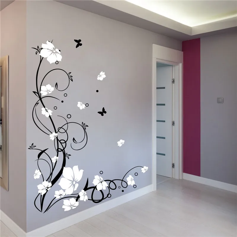 Preise J3 Große Schmetterling Reben Blume Vinyl Abnehmbare Wand Aufkleber Baum Wand Kunst Aufkleber Wandbild für wohnzimmer Schlafzimmer Wohnkultur