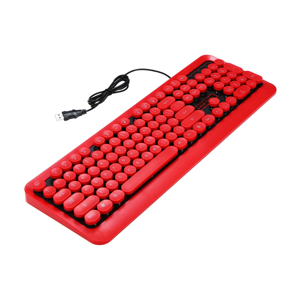 

Gamed Wired Keyboard USB Wired Keyboard Office Ergonomic Design Red Office Work Keyboard for PC Laptop Gaming