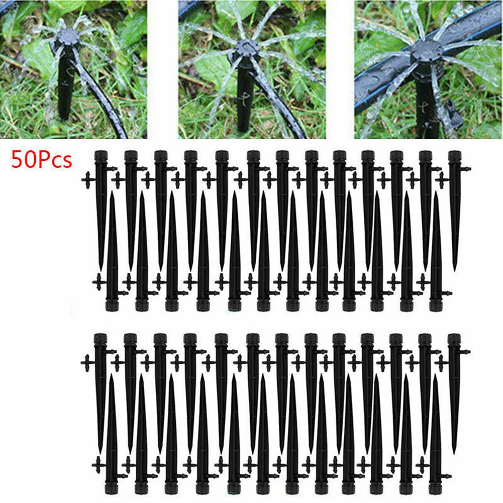 50 шт. 360 градусов Регулируемый сад поток воды капельницы для орошения на кола излучатель капельного спринклеры аксессуары для орошения
