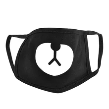 Unisex Black Cute Bear Cotton Mouth Face Mask Respirator for Cycling Anti-Dust