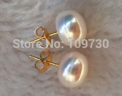 

ry00406 Genuine natural 14-15mm AA++ white bread south sea pearl stud earring new
