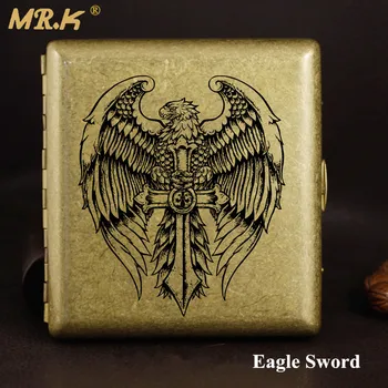 

MR.K S015 Eagle Sword Classic 20 Cigarette Case Box Brass Rolling Craft Male High Quality Cigarette Boxes with Gift Box