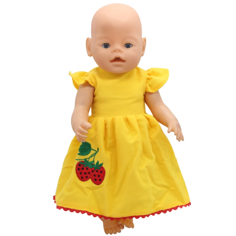 Baby Doll Clothes Cosplay Yellow Pink Princess dress Fit 43cm Baby Doll