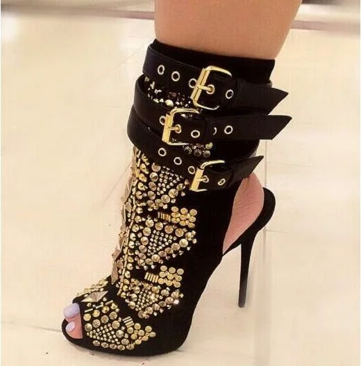 boots with embellished heels