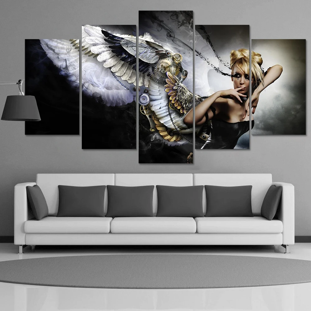 HD Print 5 pcs canvas wall art Vintage Angel painting art picture home