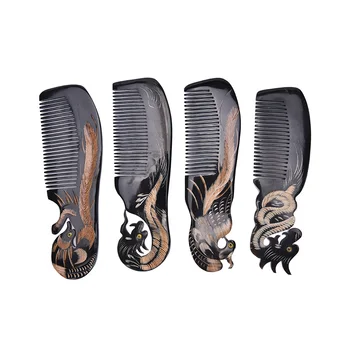 

1PCS High Quality Anti-static Comb OX Horn Comb Hair Brush Natural Massage Hand Carved Combs Healthy Hair Care Brushes