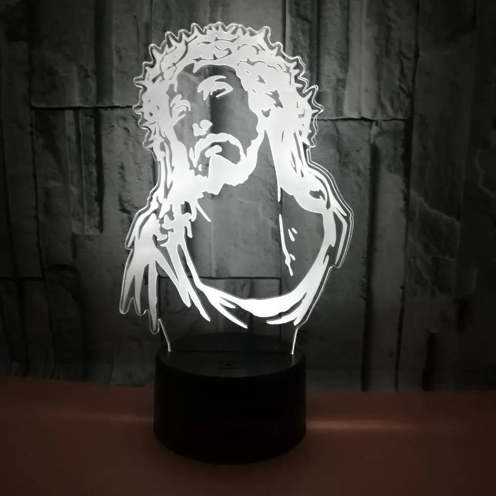 Иисуса 3d сенсорный ночник красочный пульт дистанционного управления настольная лампа творческий подарок на праздник светодиодные 3d