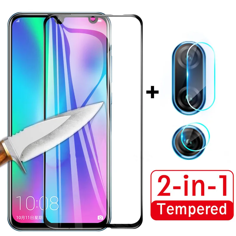 

2 in 1 Full Cover Protective Glass for Huawei Nova 5 5i Pro Honor 20 Pro P20 Lite 2019 Mate 30Lite Camera Lens Screen Protector
