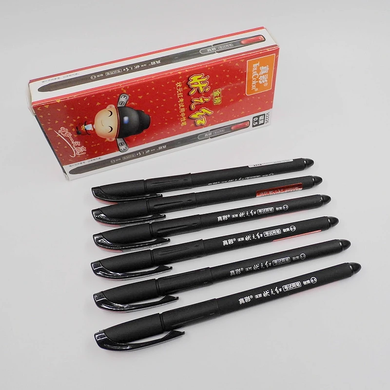 

[TrueColor] (4 Pieces/Lot) School Student 0.5mm Roller Ballpoint Pen Black Gel Ink Pens Office Supplies High Quality V2226R