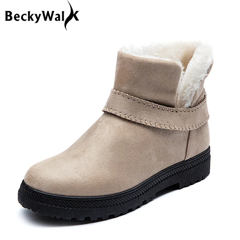 

Botas Femininas Women Boots 2017 New Arrival Winter Women Snow Boots Slip On Flat Bottom Warm Fur Shoes Woman Ankle Boot WSH2463
