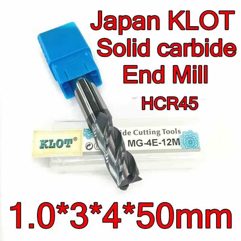 1.0*3*D4*50mm 10pcs/set 4mm Petiole 4 flutes Japan KLOT HCR45 Solid carbide End Mill Processing: steel Free shipping | Инструменты