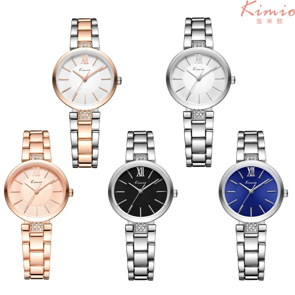 KIMIO, полностью стальные женские часы, Роскошные, стразы, браслет, часы, водонепроницаемые, кварцевые, наручные часы для девочек, платье, часы, Montre Femme
