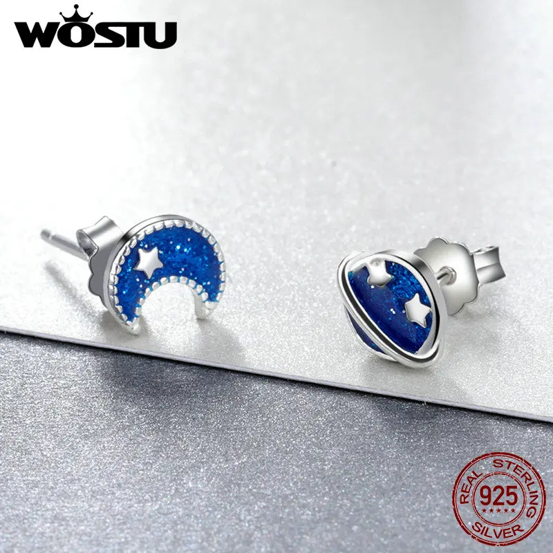Женские серьги гвоздики WOSTU из 100% стерлингового серебра 925 пробы с блестящей